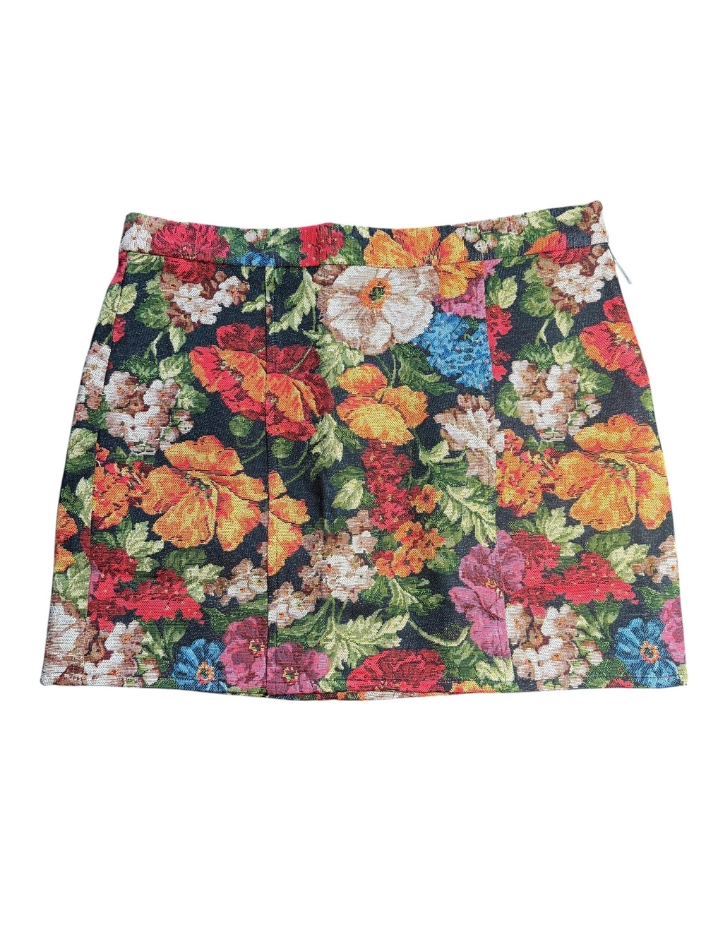 ee : some large floral Jacquard print side zip mini skirt size Large NWT
